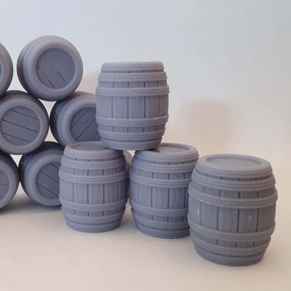 Pack of 3 Barrels with rope design for D&D Warhammer Train Sets